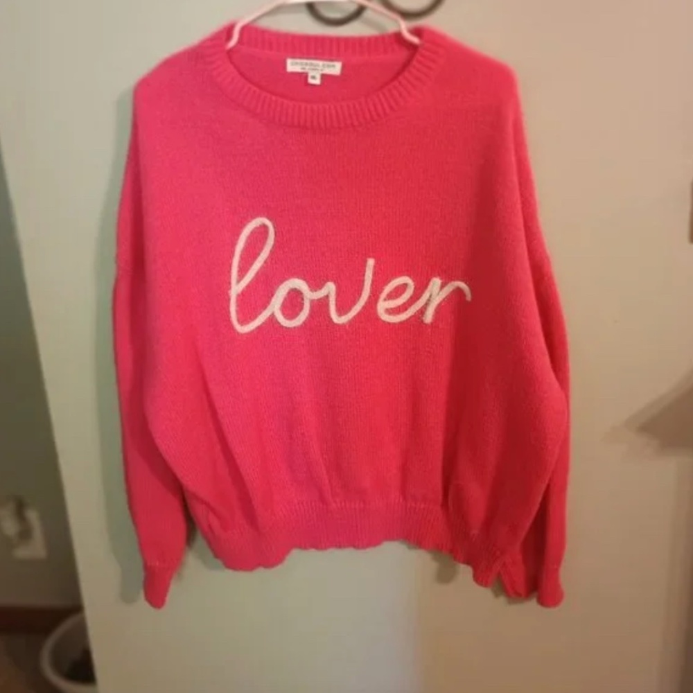 Chic Soul Boutique Pink and White Cozy Taylor Swift "Lover" Sweater 2X